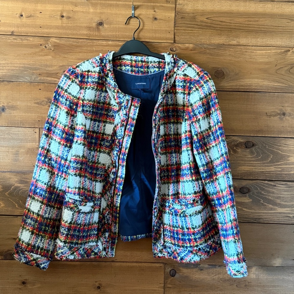 Lands' End Multicolor Tweed Jacket - image 2